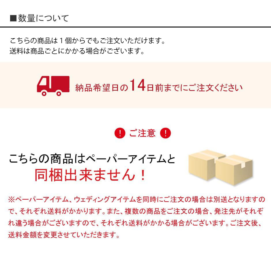 結婚式プチギフト注文時の送料・納期・同梱について