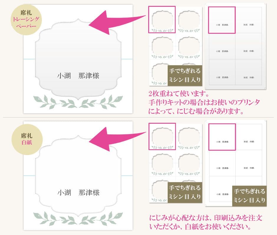 席札スタンダード・プレミアム　デザイン