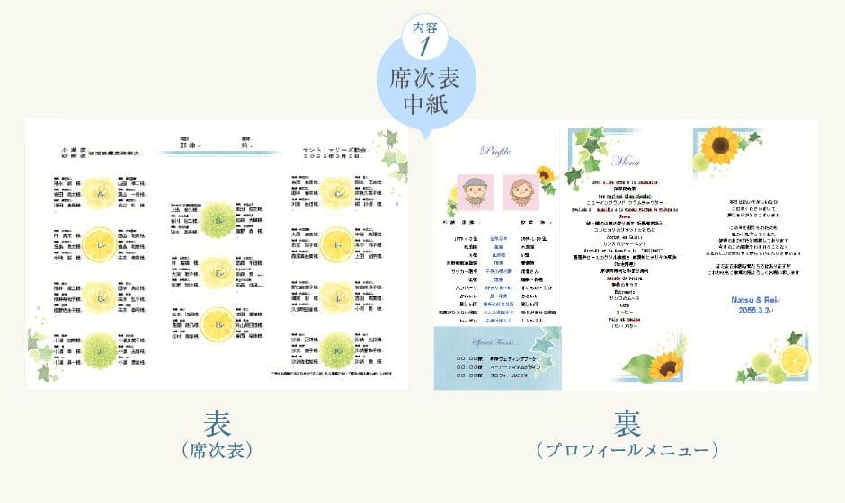 内容1:席次表中紙