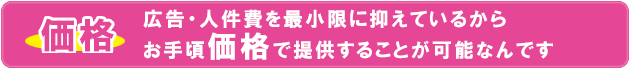 広告・人件費を最小限に抑えているからお手頃価格で提供することが可能