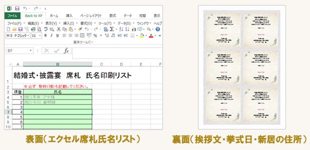 席札テンプレート提出内容