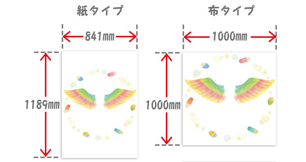 紙タイプと布タイプのサイズ