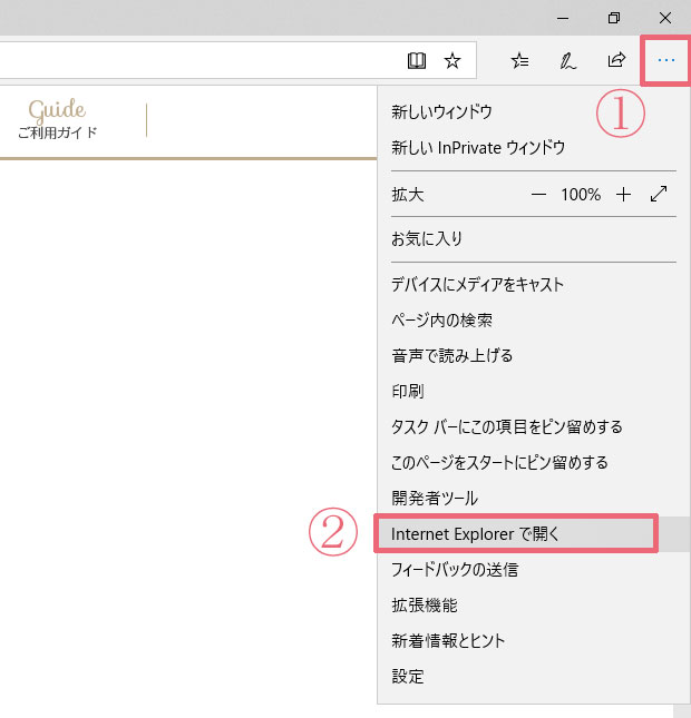 インターネットエクスプローラーで開く